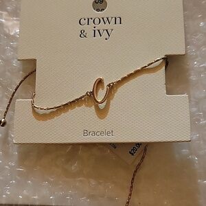Crown & Ivy Gold Bracelet Initial C